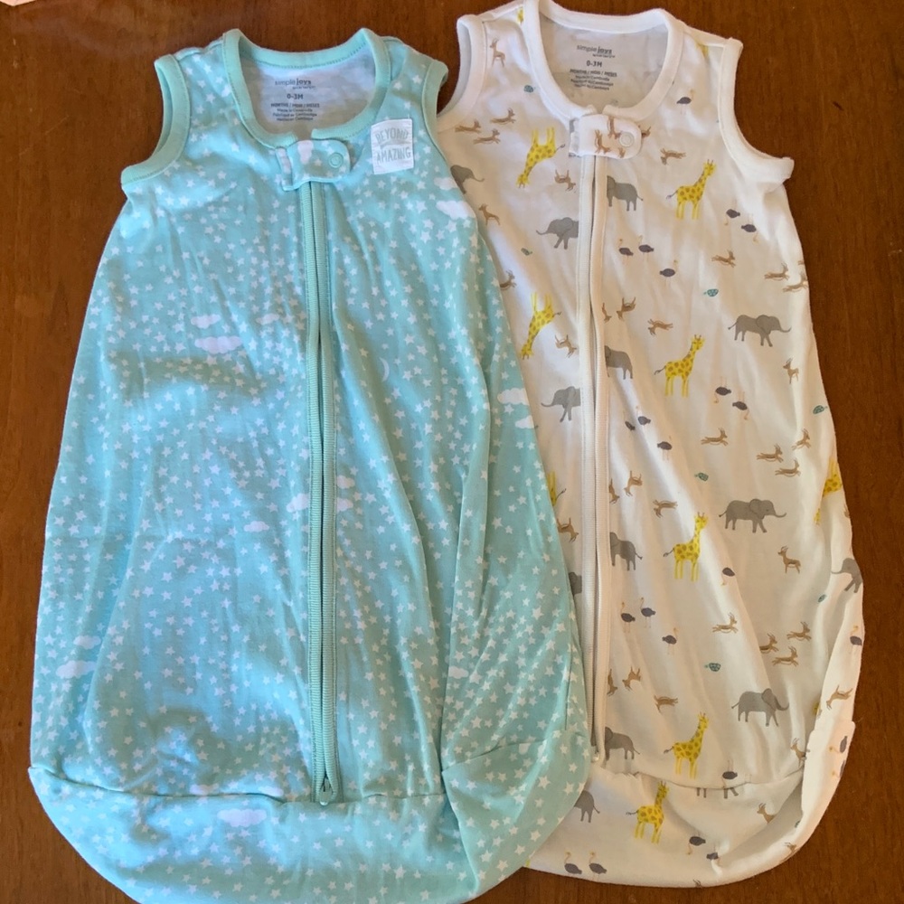 🍊5/$25 Carters Blue and White Sleep Sacks size 0-3m